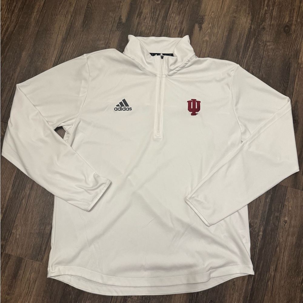 Adidas Indiana University Hoosiers White Quarter-Zip Pullover – Size L